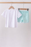 White sailboat embroidery shorts set - Aaria Tees Aaria Tees