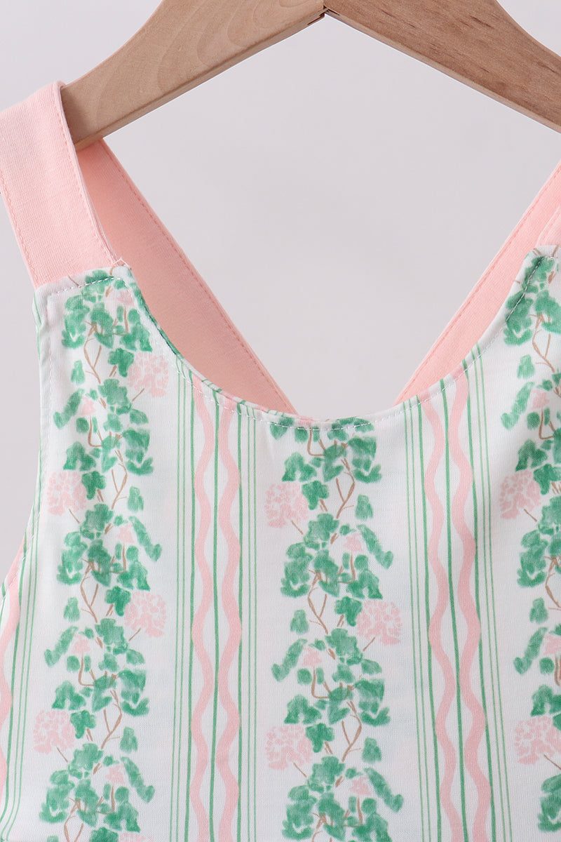 Green floral stripe pocket dress - Aaria Tees Aaria Tees