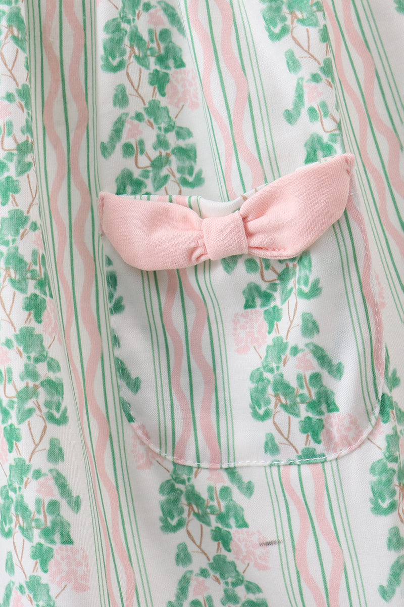 Green floral stripe pocket dress - Aaria Tees Aaria Tees