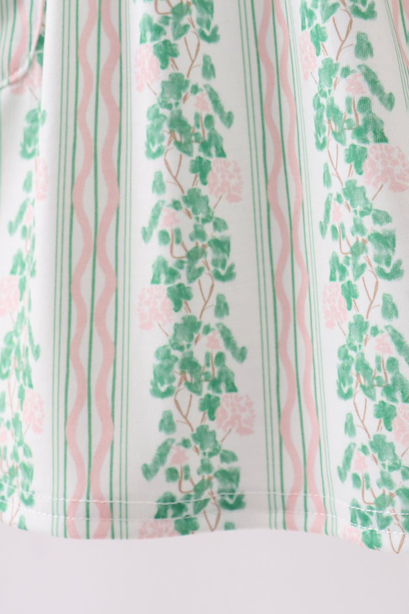 Green floral stripe pocket dress - Aaria Tees Aaria Tees