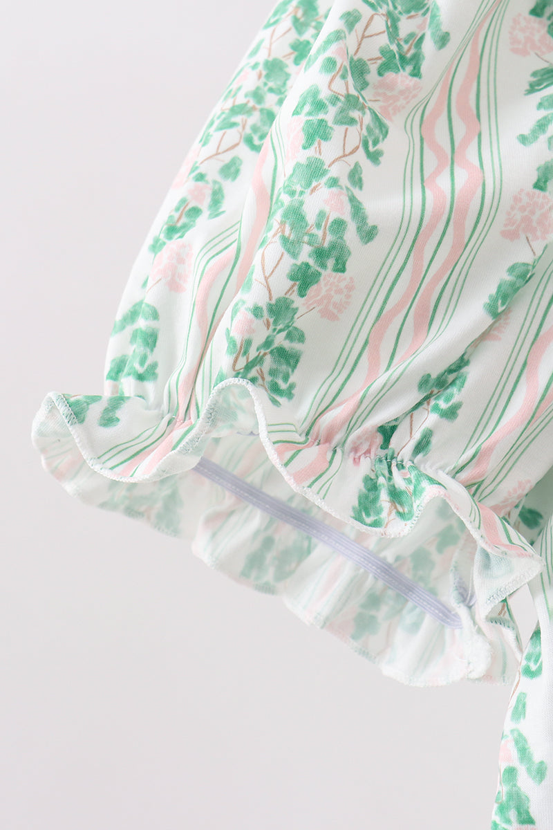 Green floral stripe dress (length 41.33in) - Aaria Tees Aaria Tees