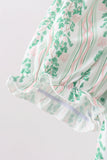 Green floral stripe dress (length 41.33in) - Aaria Tees Aaria Tees