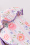 Purple rose bow print bonnet - Aaria Tees Aaria Tees