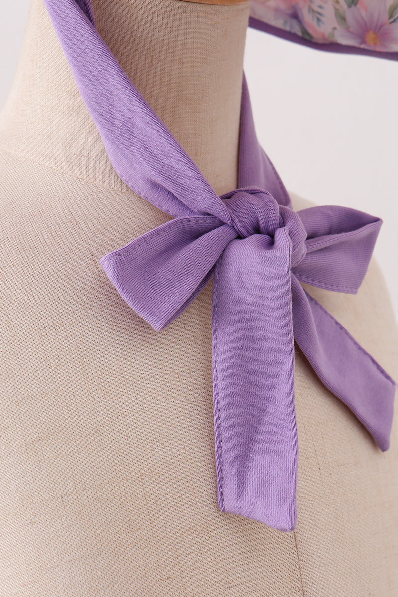 Purple rose bow print bonnet - Aaria Tees Aaria Tees