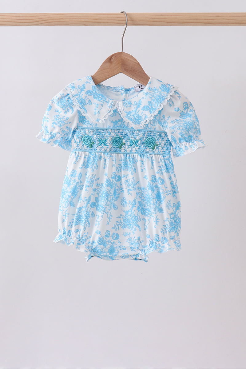 Blue rose smocked bubble - Aaria Tees Aaria Tees