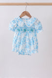 Blue rose smocked bubble - Aaria Tees Aaria Tees