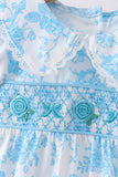 Blue rose smocked bubble - Aaria Tees Aaria Tees