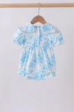 Blue rose smocked bubble - Aaria Tees Aaria Tees