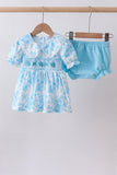 Blue rose smocked bloomer set - Aaria Tees Aaria Tees
