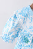 Blue rose smocked bloomer set - Aaria Tees Aaria Tees