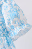 Blue rose smocked dress - Aaria Tees Aaria Tees