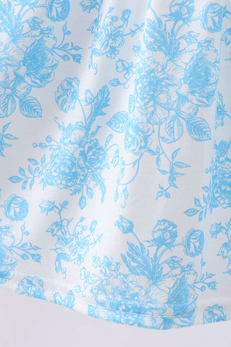 Blue rose smocked dress - Aaria Tees Aaria Tees