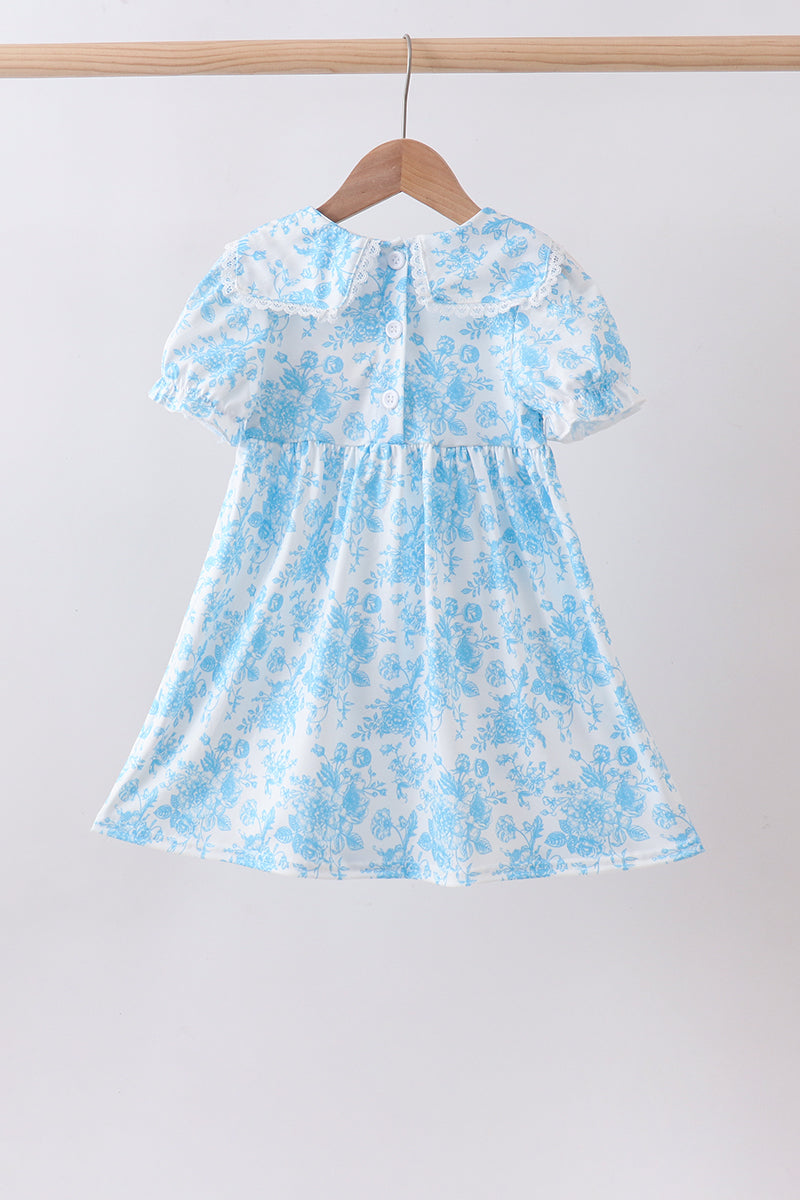Blue rose smocked dress - Aaria Tees Aaria Tees