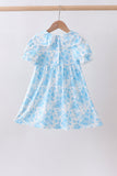 Blue rose smocked dress - Aaria Tees Aaria Tees