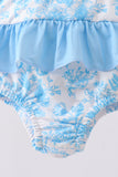 Blue rose smocked ruffle one-piece swimsuit - Aaria Tees Aaria Tees