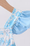 Blue rose smocked ruffle one-piece swimsuit - Aaria Tees Aaria Tees