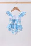 Blue rose smocked ruffle one-piece swimsuit - Aaria Tees Aaria Tees