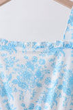 Blue rose print women dress - Aaria Tees Aaria Tees