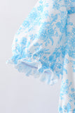 Blue rose print women dress - Aaria Tees Aaria Tees