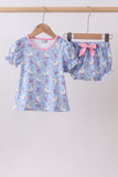 Purple duck print bow bloomer set Aaria Tees