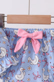 Purple duck print bow bloomer set Aaria Tees