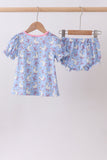 Purple duck print bow bloomer set Aaria Tees