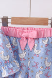 Purple duck print bow shorts set Aaria Tees