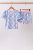 Purple duck print bow shorts set Aaria Tees