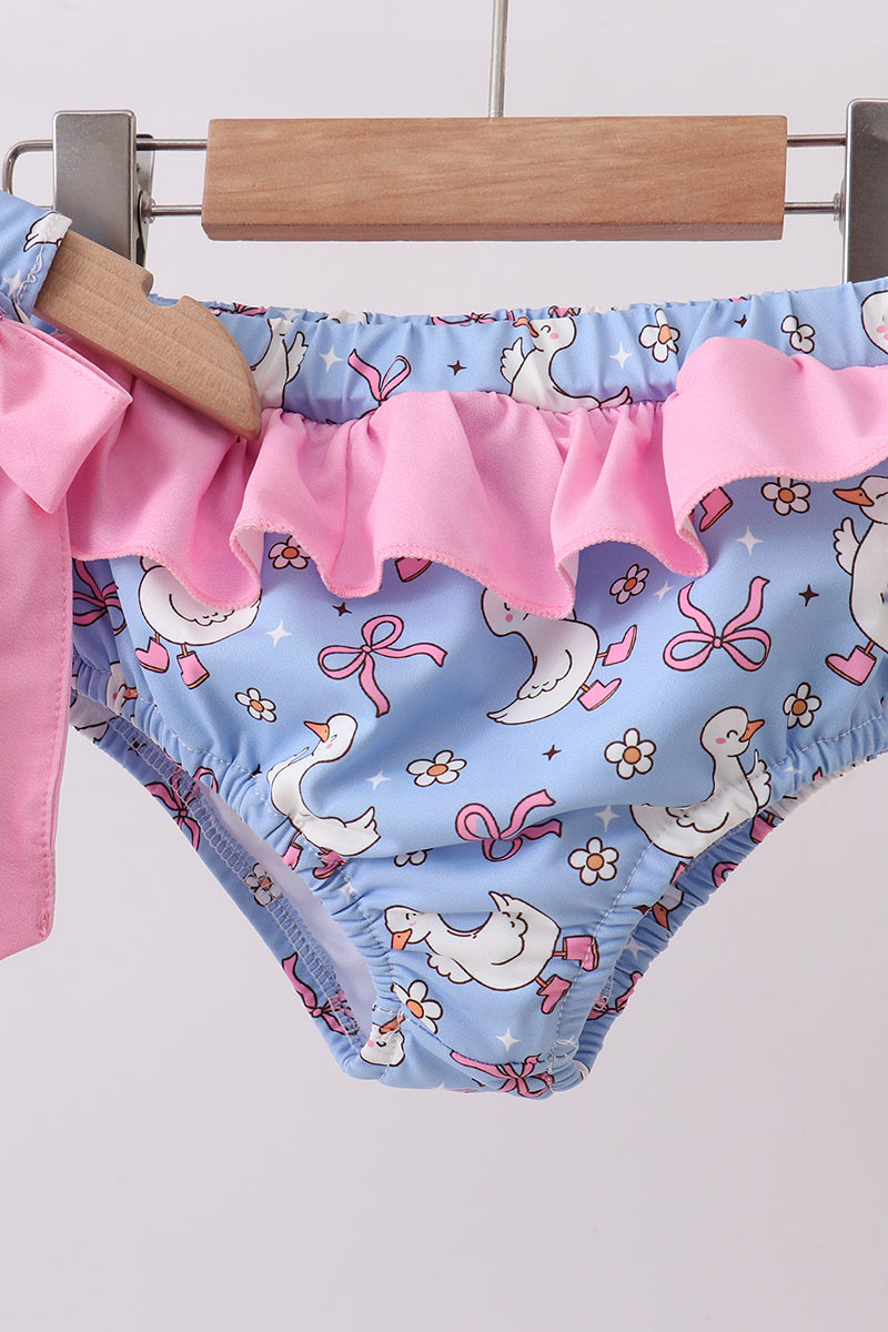 Purple duck print bow ruffle 2pc swimsuit - Aaria Tees Aaria Tees