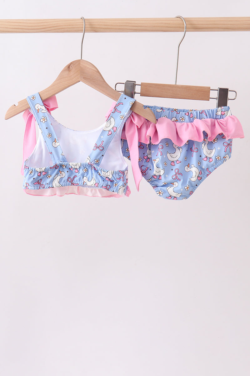 Purple duck print bow ruffle 2pc swimsuit - Aaria Tees Aaria Tees