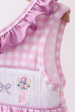 Pink floral bow smocked ruffle bubble - Aaria Tees Aaria Tees