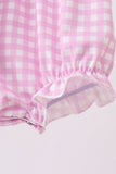 Pink floral bow smocked ruffle bubble - Aaria Tees Aaria Tees