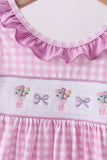 Pink floral bow smocked ruffle shorts set - Aaria Tees Aaria Tees