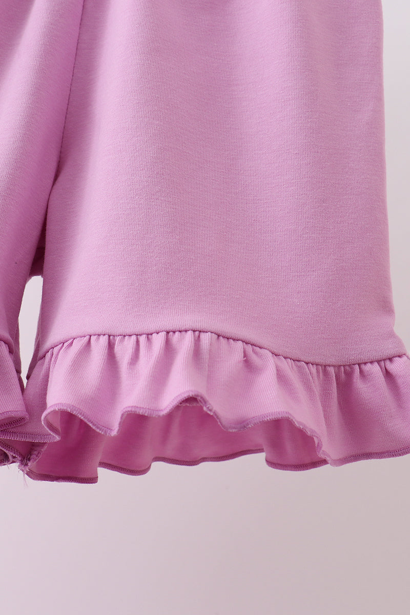 Pink floral bow smocked ruffle shorts set - Aaria Tees Aaria Tees