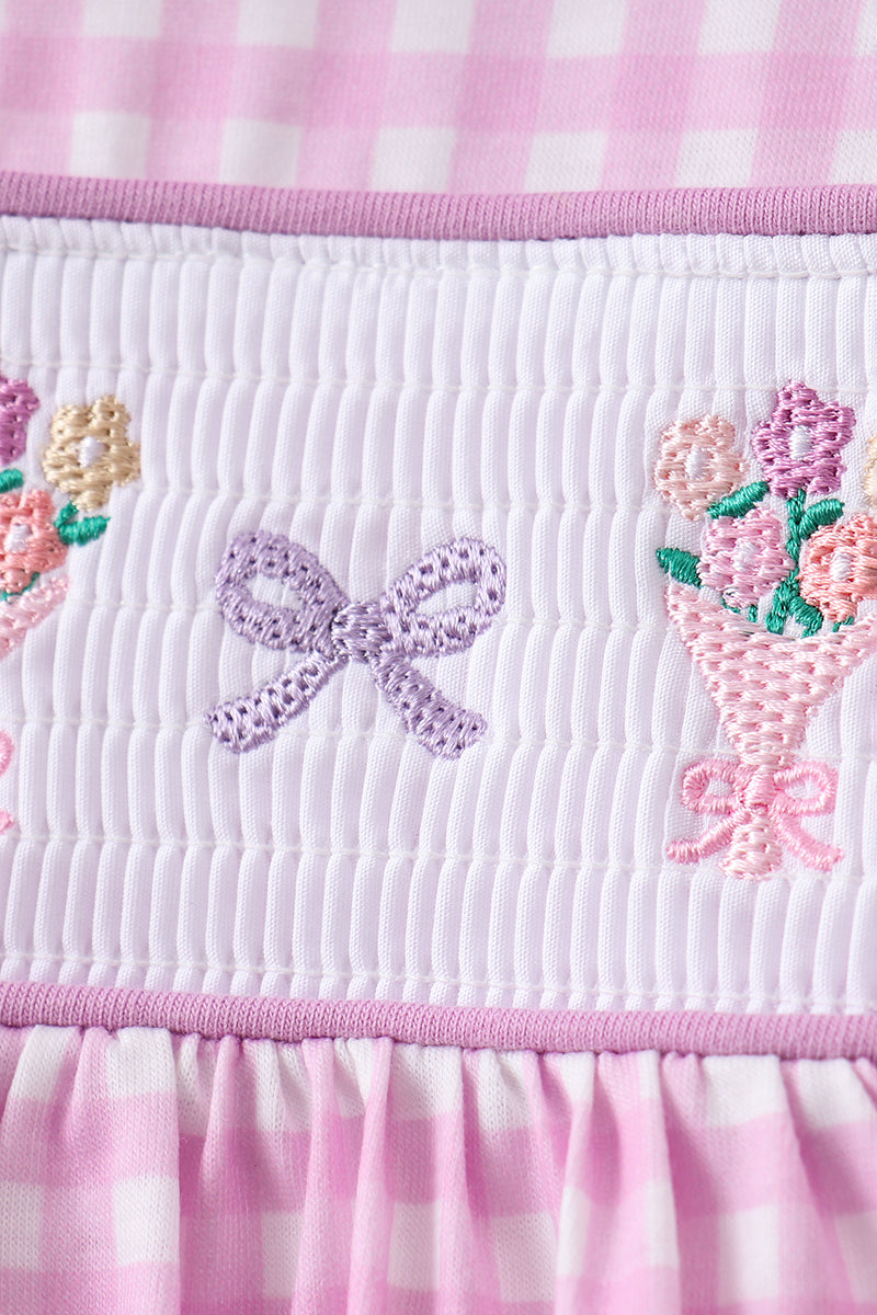 Pink floral bow smocked ruffle shorts set - Aaria Tees Aaria Tees