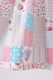 Pink patchwork floral ruffle dress - Aaria Tees Aaria Tees