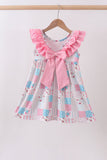 Pink patchwork floral ruffle dress - Aaria Tees Aaria Tees