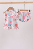 Pink floral patchwork scalloped bloomer set - Aaria Tees Aaria Tees