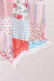 Pink floral patchwork scalloped bloomer set - Aaria Tees Aaria Tees