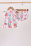 Pink floral patchwork scalloped bloomer set - Aaria Tees Aaria Tees
