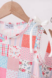 Pink floral patchwork scalloped ruffle shorts set - Aaria Tees Aaria Tees