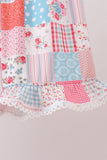 Pink floral patchwork scalloped ruffle shorts set - Aaria Tees Aaria Tees