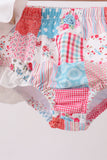 Pink floral patchwork ruffle 2pc swimsuit - Aaria Tees Aaria Tees