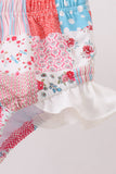 Pink floral patchwork ruffle 2pc swimsuit - Aaria Tees Aaria Tees