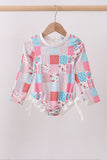 Pink floral patchwork ruffle rashguard - Aaria Tees Aaria Tees