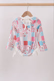 Pink floral patchwork ruffle rashguard - Aaria Tees Aaria Tees