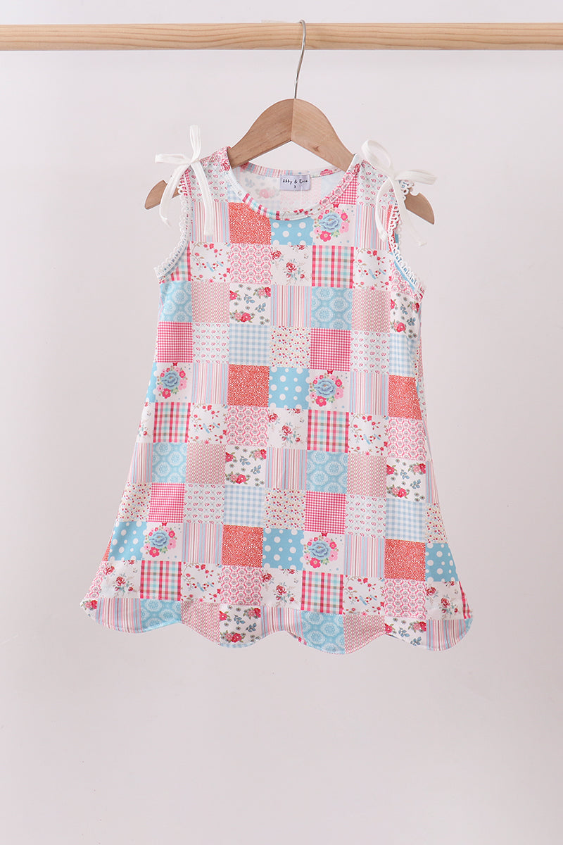 Pink floral patchwork dress - Aaria Tees Aaria Tees