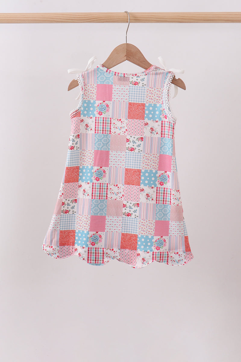 Pink floral patchwork dress - Aaria Tees Aaria Tees