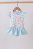 Blue floral ruffle one-piece swimsuit - Aaria Tees Aaria Tees