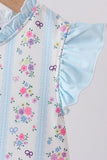 Blue floral ruffle one-piece swimsuit - Aaria Tees Aaria Tees
